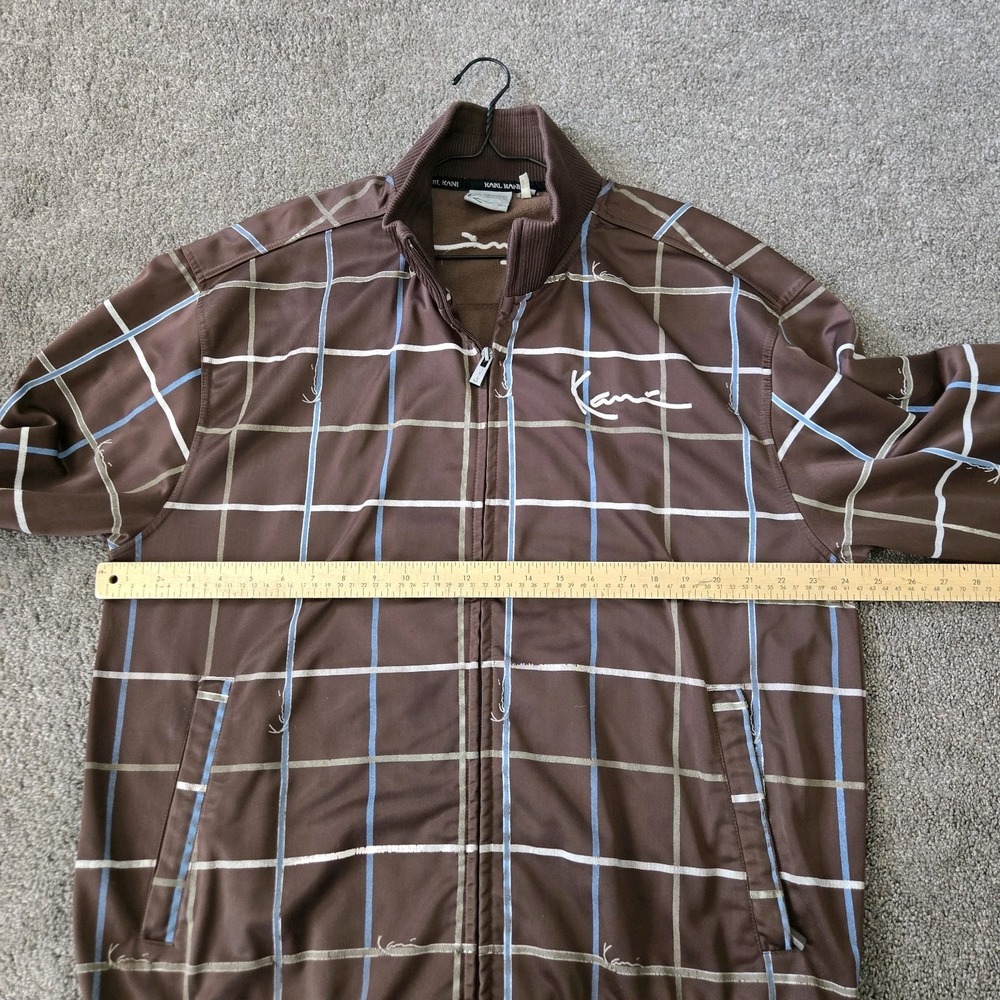 Vintage Karl Kani Track Jacket Brown Blue Grid Check Pattern Size L Large Y2K... - Picture 4 of 11
